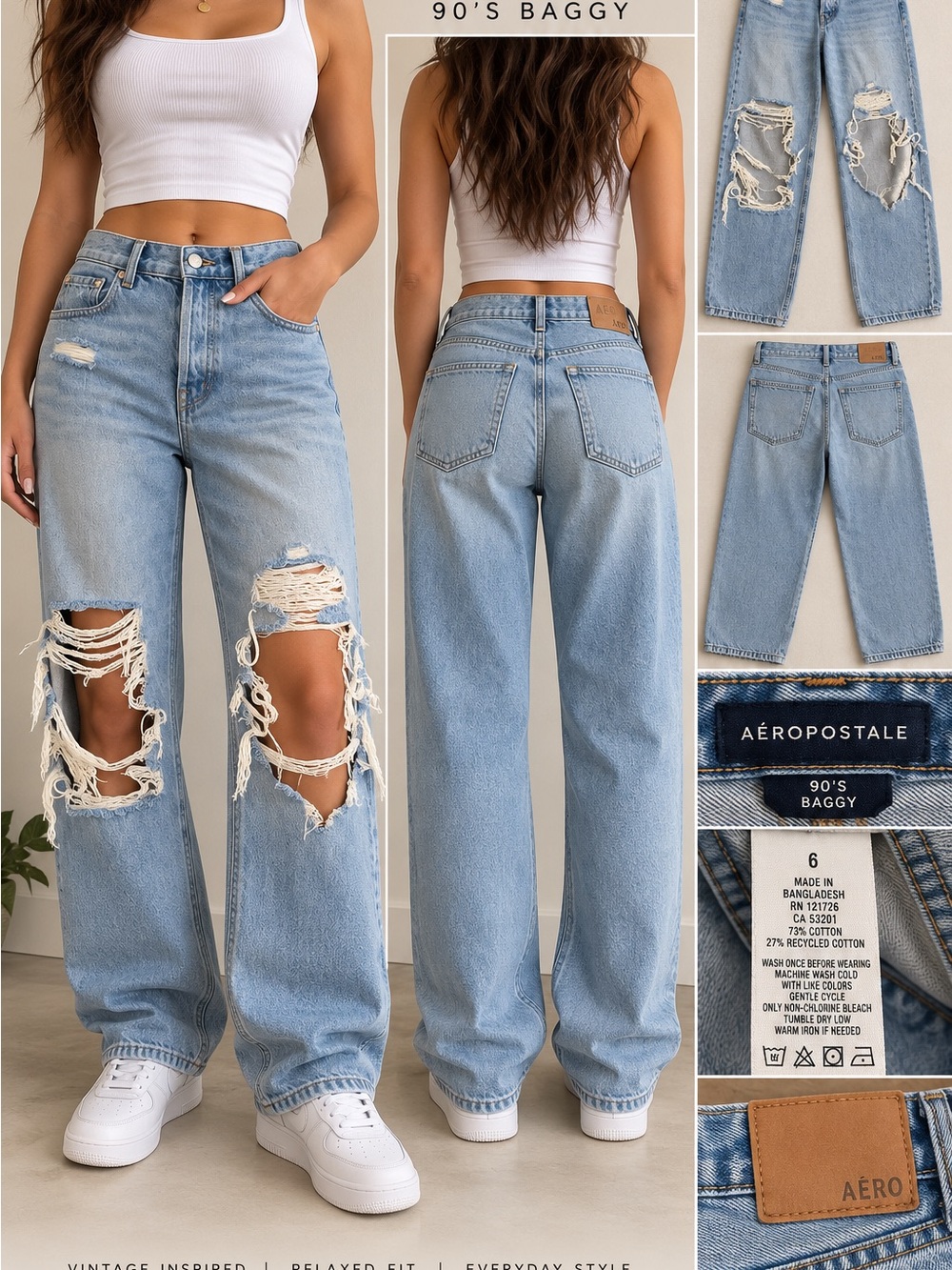 Aeropostale Light Blue Distressed Boyfriend Jeans